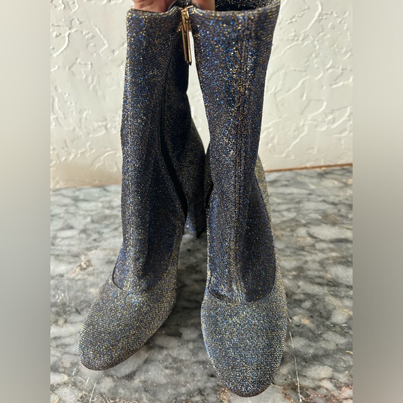 Sam Edelman Boots Calexa Ankle Block Heel Sparkle Blue BNWT Size 6 - Picture 6 of 12
